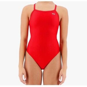 TYR Diamondfit Red One Piece Training Swimsuit Womens Size 36 Chlorine Resistant